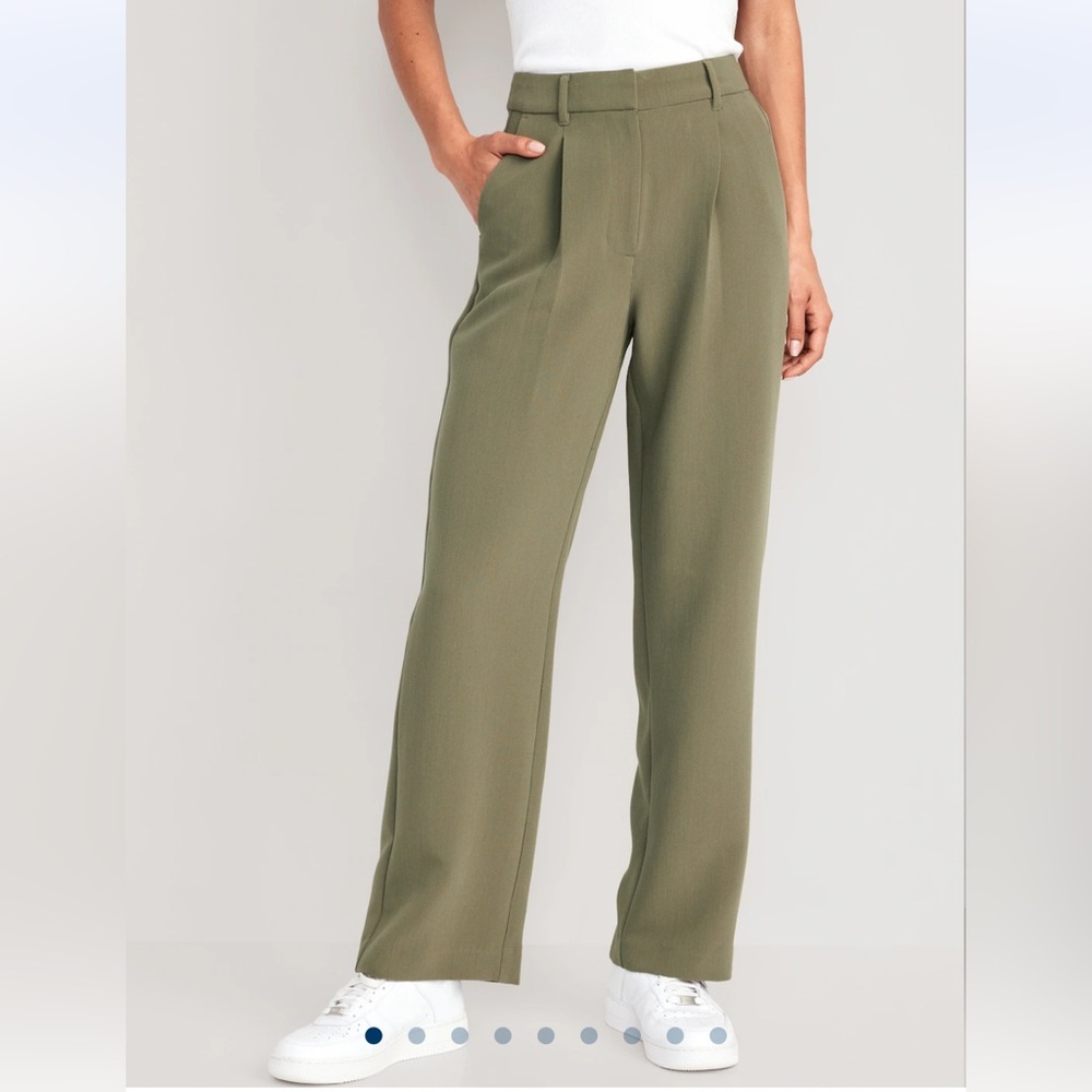 Olive Green Taylor Wide-Leg Trousers